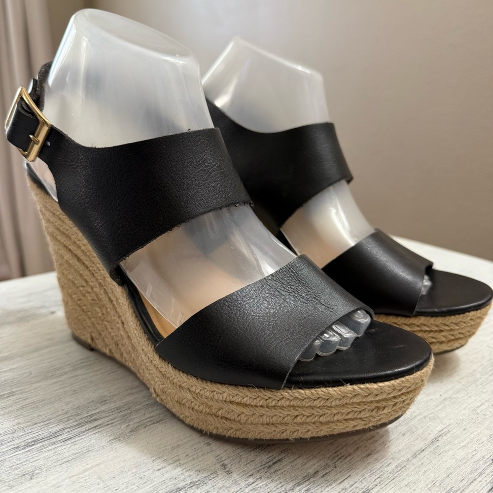 J. Crew Factory Black Platform Wedges size 8M